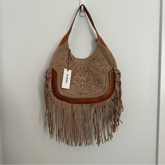 NWT Myra Bag SAGE WHISPER FRINGE LEATHER BAG IN BEIGE - Picture 11 of 14